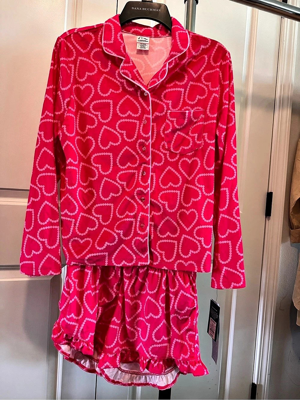 Arts Class Heart Print Pajama Set in Pink & White Size XXL NWT